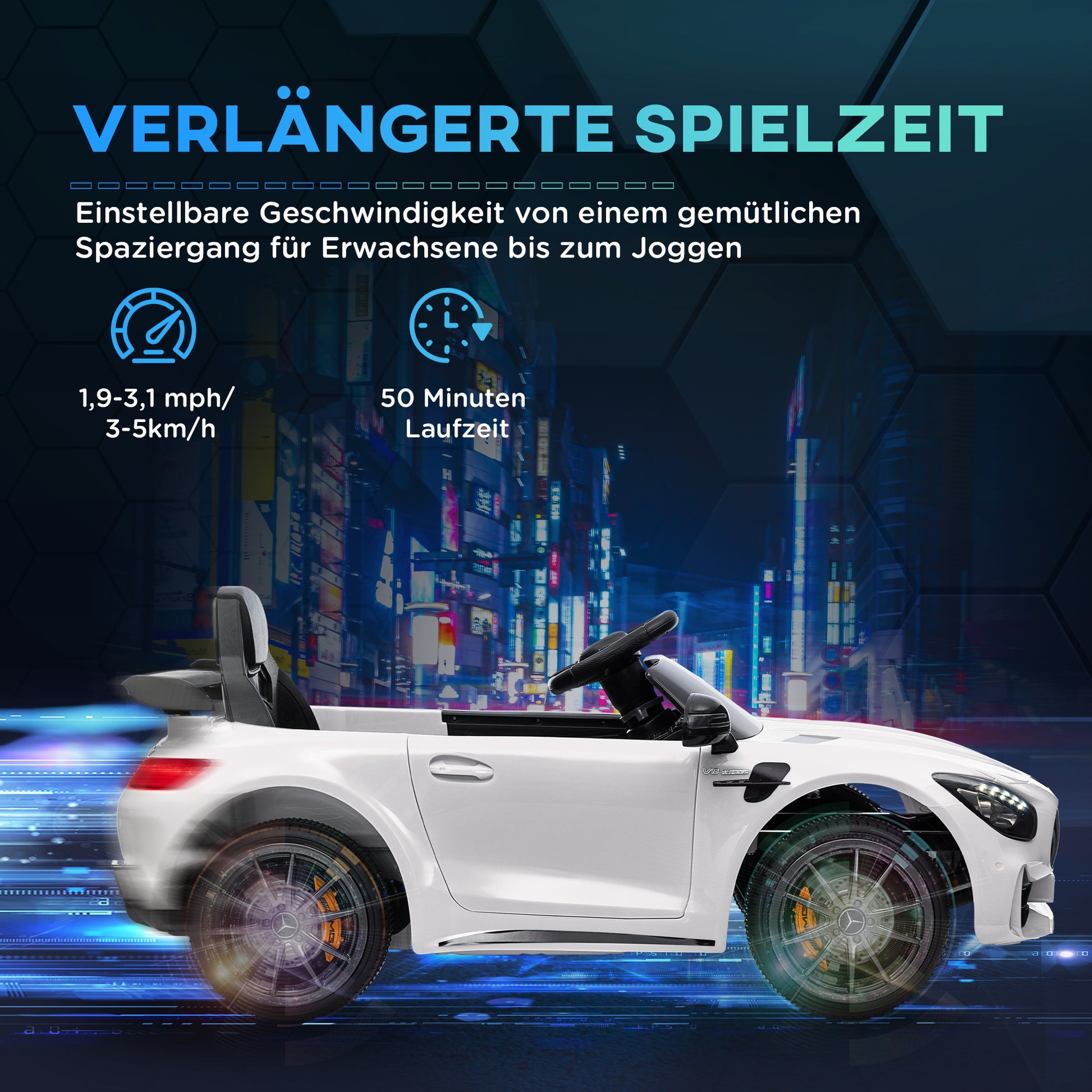 Kids Electric Car 12V Children's Car with 2.4G Remote Control, Kids Vehicle with Horn, MP3, Music, Soft Start, Reverse Function 3-5 km/h Electric Vehicle for 3-6 Years, White