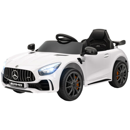 Kids Electric Car 12V Children's Car with 2.4G Remote Control, Kids Vehicle with Horn, MP3, Music, Soft Start, Reverse Function 3-5 km/h Electric Vehicle for 3-6 Years, White