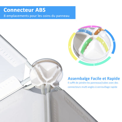 Modular Multi-Storage Cube Wardrobe 10 Cubes + 2 Shelves + Decorative Stickers 111L x 47W x 145H cm in White Plastic