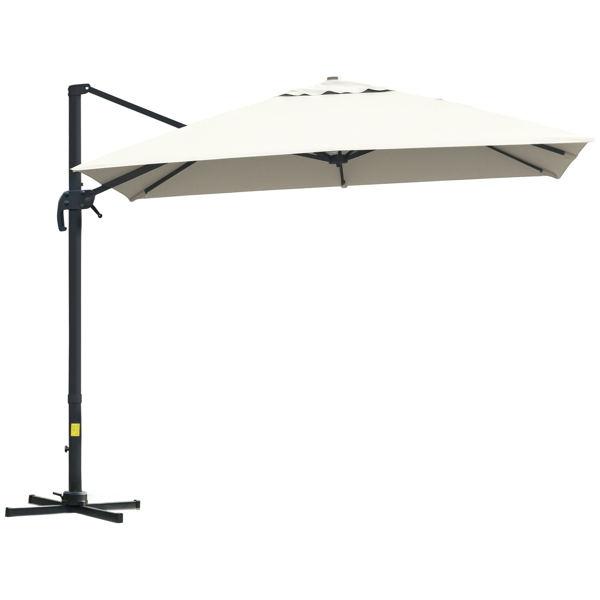 Crank Garden Umbrella 3x3 m Tilt and 360° Rotatable, Decentralized Arm Umbrella with Cross Base, Polyester 250g/㎡ and Aluminum, Cream