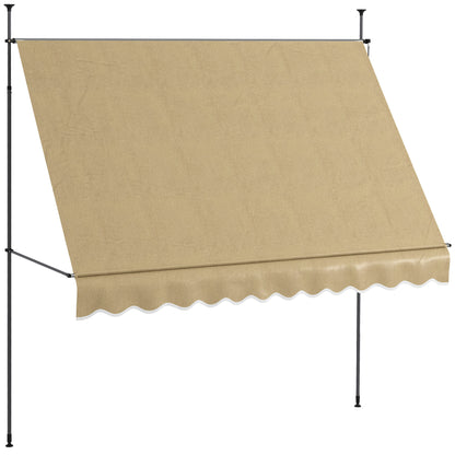 3x1.2m Manual Retractable Awning Exterior Terrace Roll-up Height Adjustable with Crank 210-300cm No Drill UV30+ Protection for Balcony Garden Beige