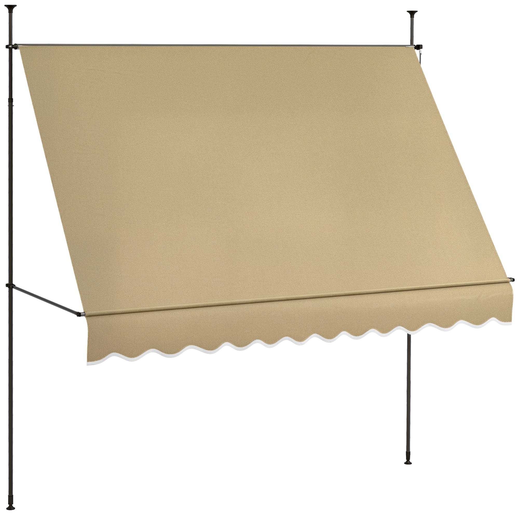3x1.2m Manual Retractable Awning Exterior Terrace Roll-up Height Adjustable with Crank 210-300cm No Drill UV30+ Protection for Balcony Garden Beige