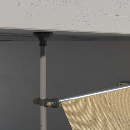 3x1.2m Manual Retractable Awning Exterior Terrace Roll-up Height Adjustable with Crank 210-300cm No Drill UV30+ Protection for Balcony Garden Beige