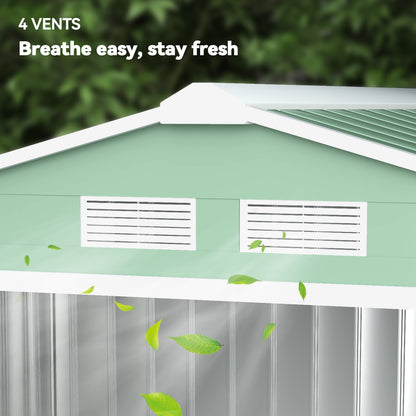 Tool Shed 2.5 m², Garden Shed with Pent Roof, Sliding Door, Foundation, 213 x 130 x 185 cm, Tool Shed made of Galvanized Steel, weatherproof, for Garden, Green
