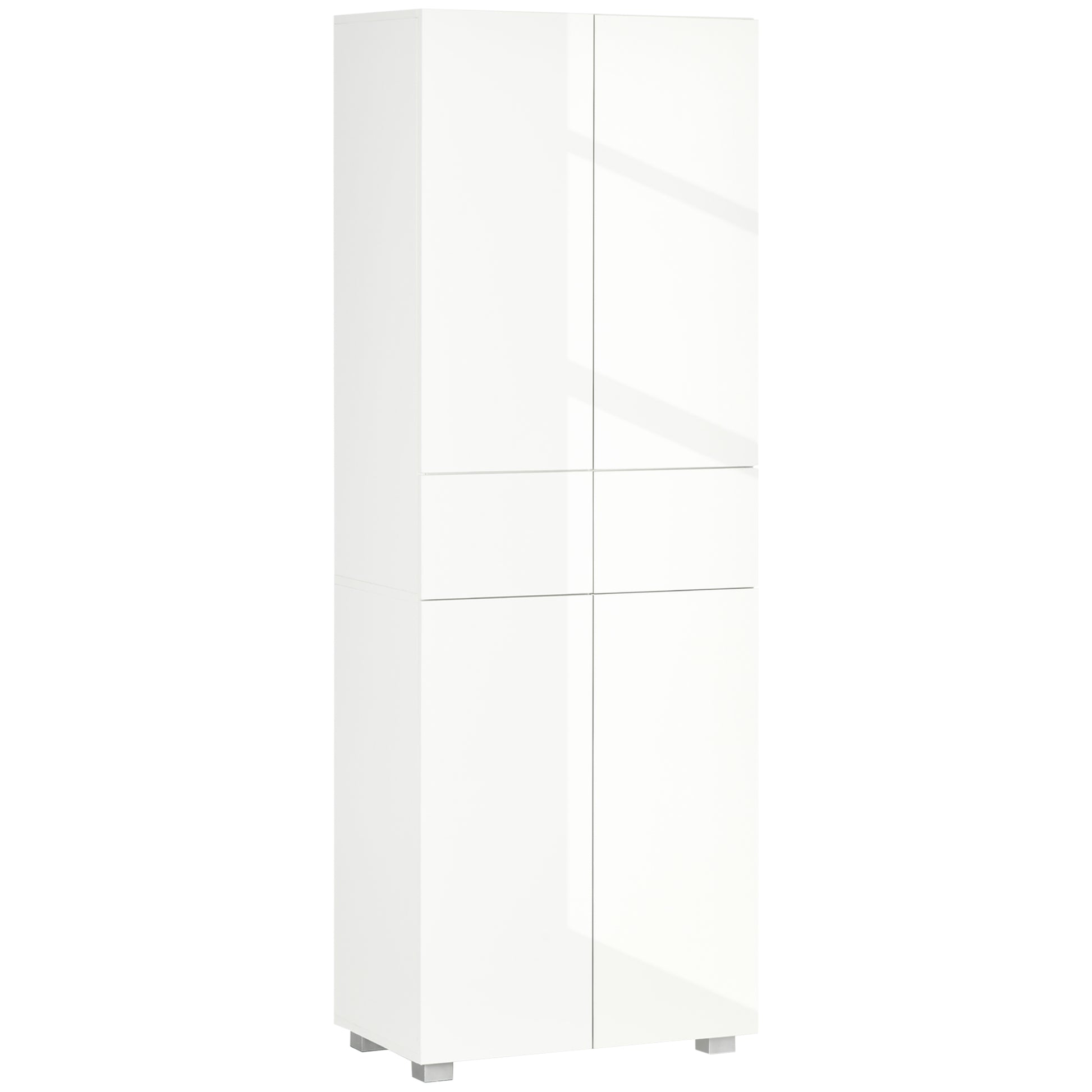 Kitchen Pantry Sideboard Kitchen Storage Cabinet with 4 Doors 2 Drawers and Adjustable Shelves for Dining Room Modern Style Anti-tip 60x35x170 cm White