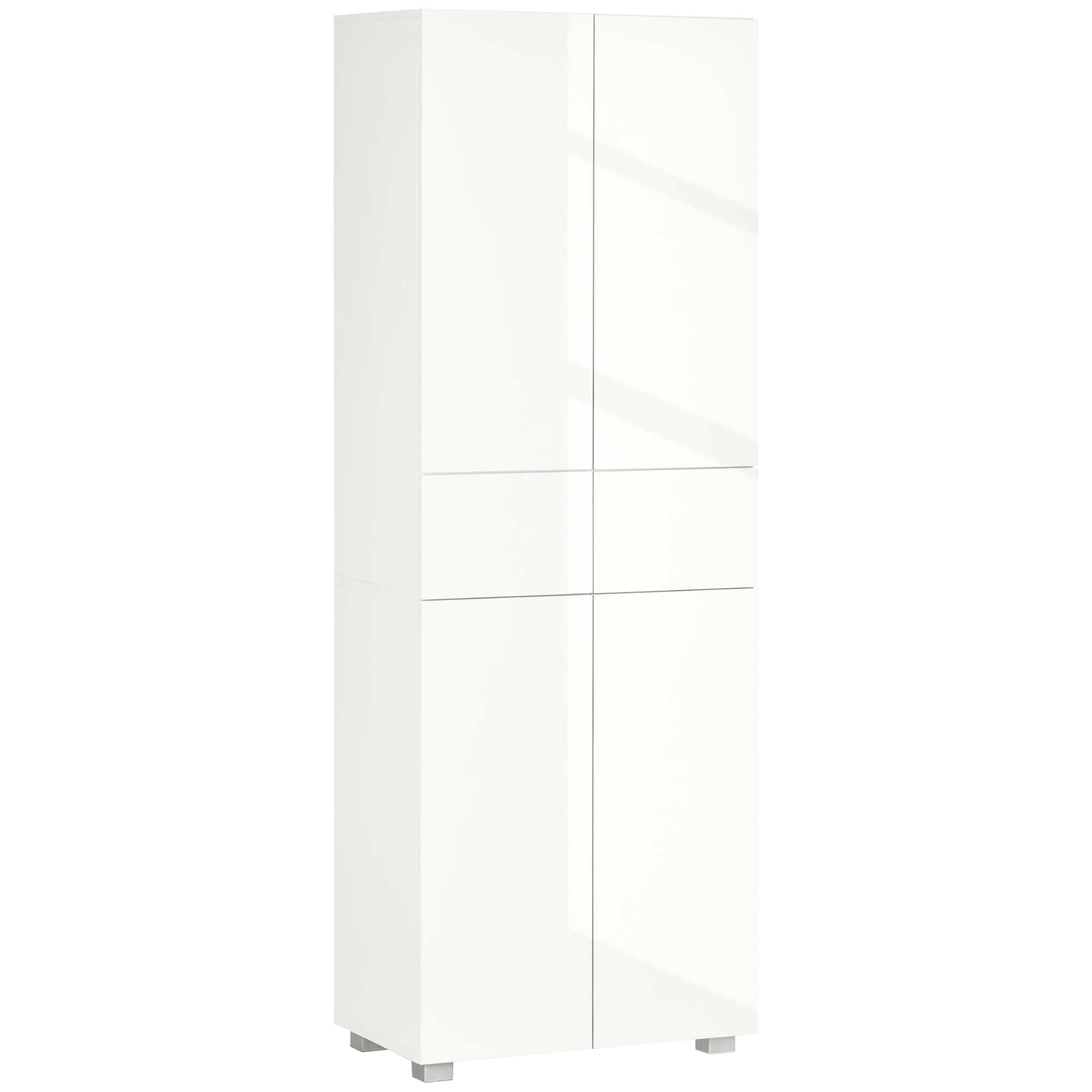 Kitchen Pantry Sideboard Kitchen Storage Cabinet with 4 Doors 2 Drawers and Adjustable Shelves for Dining Room Modern Style Anti-tip 60x35x170 cm White