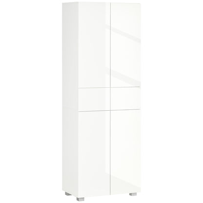 Kitchen Pantry Sideboard Kitchen Storage Cabinet with 4 Doors 2 Drawers and Adjustable Shelves for Dining Room Modern Style Anti-tip 60x35x170 cm White