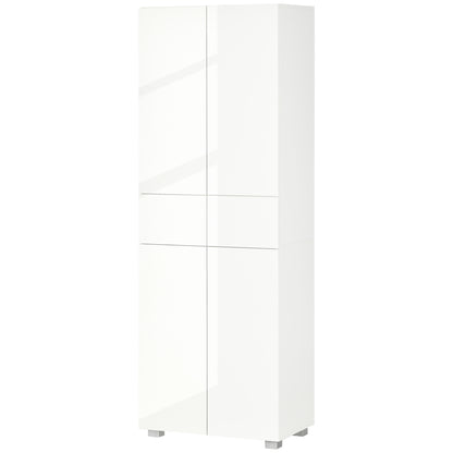 Kitchen Pantry Sideboard Kitchen Storage Cabinet with 4 Doors 2 Drawers and Adjustable Shelves for Dining Room Modern Style Anti-tip 60x35x170 cm White