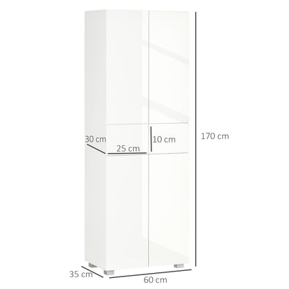 Kitchen Pantry Sideboard Kitchen Storage Cabinet with 4 Doors 2 Drawers and Adjustable Shelves for Dining Room Modern Style Anti-tip 60x35x170 cm White