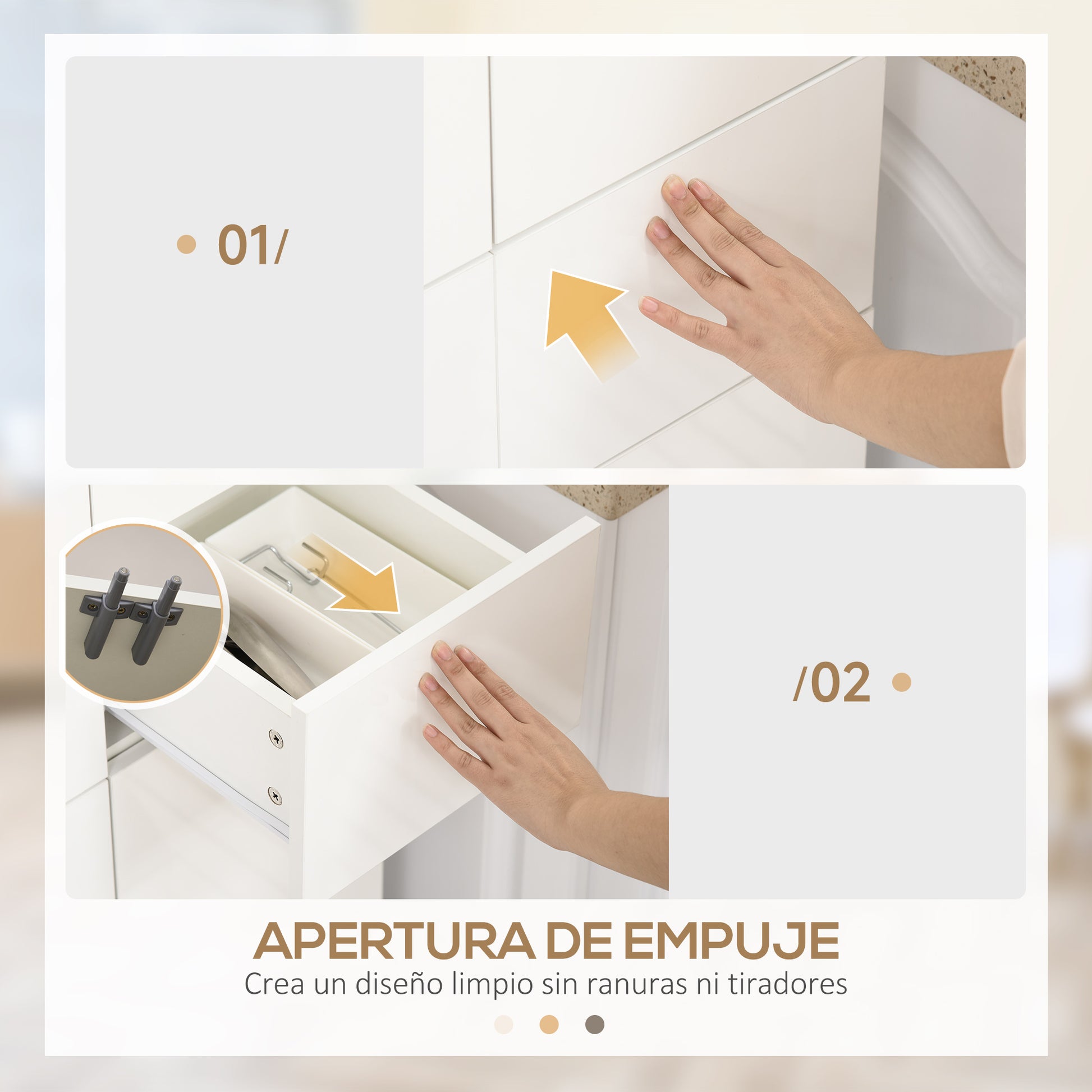 Kitchen Pantry Sideboard Kitchen Storage Cabinet with 4 Doors 2 Drawers and Adjustable Shelves for Dining Room Modern Style Anti-tip 60x35x170 cm White