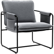 Living Room Armchair with Armrests, Side Pockets, and Steel Frame Armchair for Bedroom Living Room Load 120 kg Gray