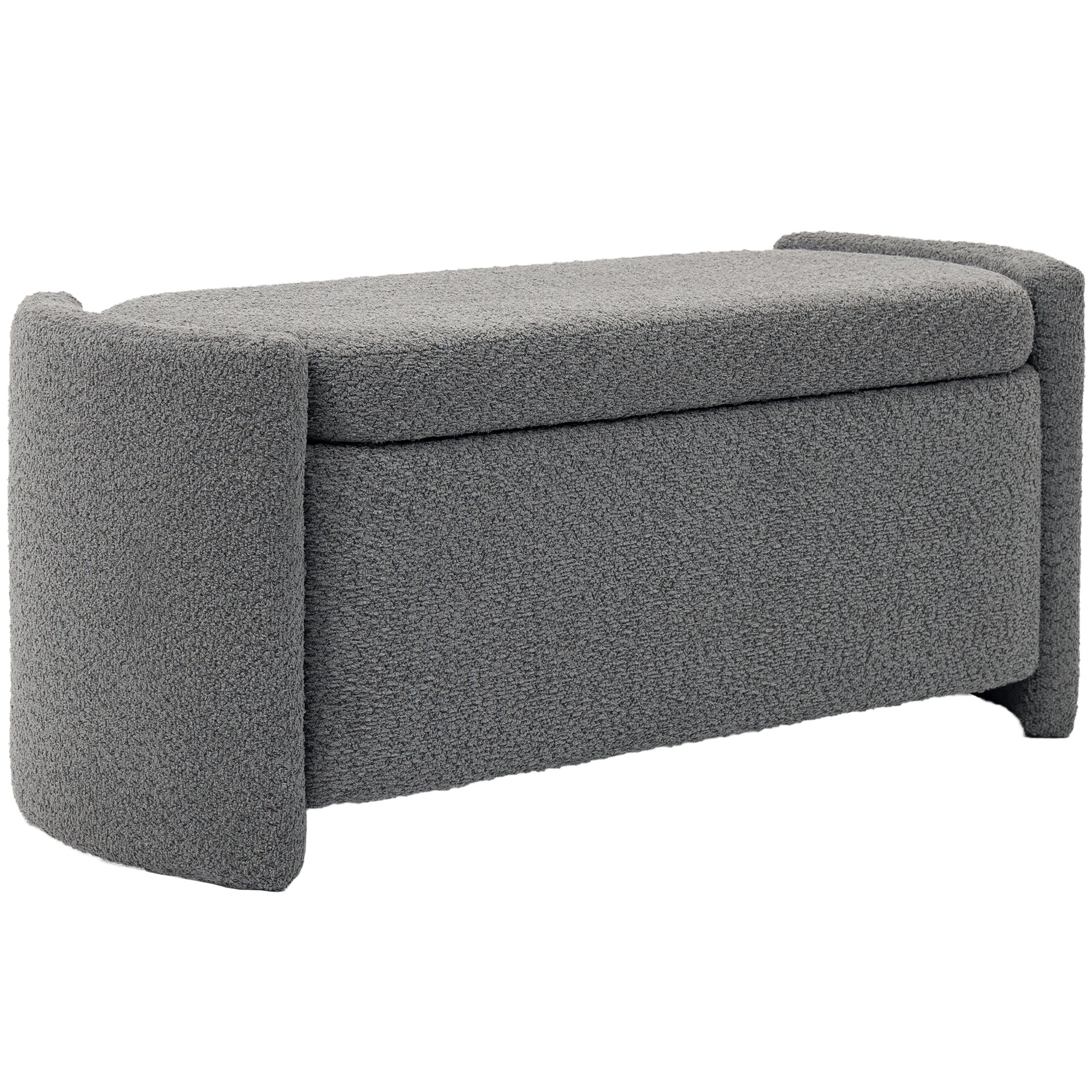 Bench, Bed Bench with Storage, Padded Bench with Lid, Teddy Velvet Look, Storage Chest, Chest Bench for Living Room, Bedroom, Gray, 105 x 44 x 45.5 cm