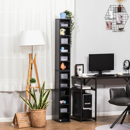 Set of 2 column shelves CD-DVD storage cabinet 6 + 6 compartments 21 x 22.5 x 88.5 cm max capacity 204 CD black