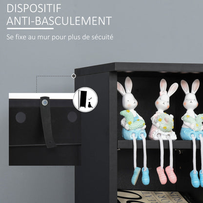 Set of 2 column shelves CD-DVD storage cabinet 6 + 6 compartments 21 x 22.5 x 88.5 cm max capacity 204 CD black