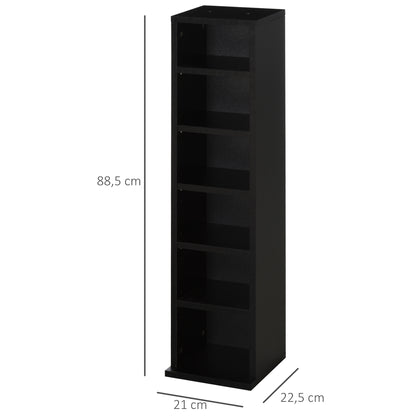 Set of 2 column shelves CD-DVD storage cabinet 6 + 6 compartments 21 x 22.5 x 88.5 cm max capacity 204 CD black