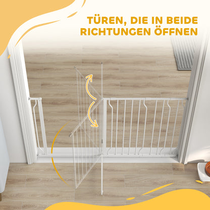 Door Guard Stair Protection with 10/20 cm Extension Door Guard without Drilling Stair Guard for Widths 75-145 cm Swivel on Both Sides Steel White