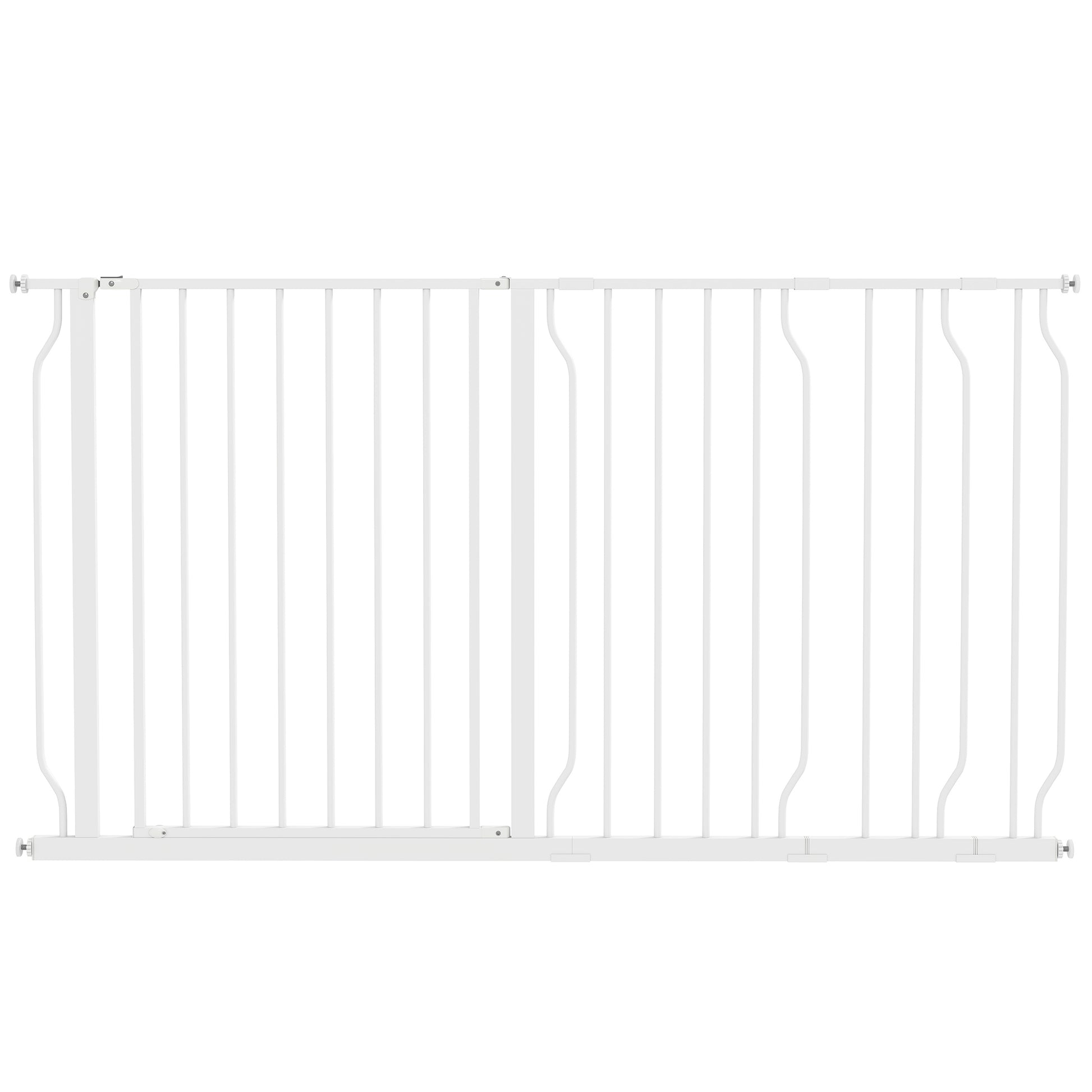 Door Guard Stair Protection with 10/20 cm Extension Door Guard without Drilling Stair Guard for Widths 75-145 cm Swivel on Both Sides Steel White