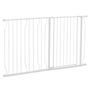 Door Guard Stair Protection with 10/20 cm Extension Door Guard without Drilling Stair Guard for Widths 75-145 cm Swivel on Both Sides Steel White