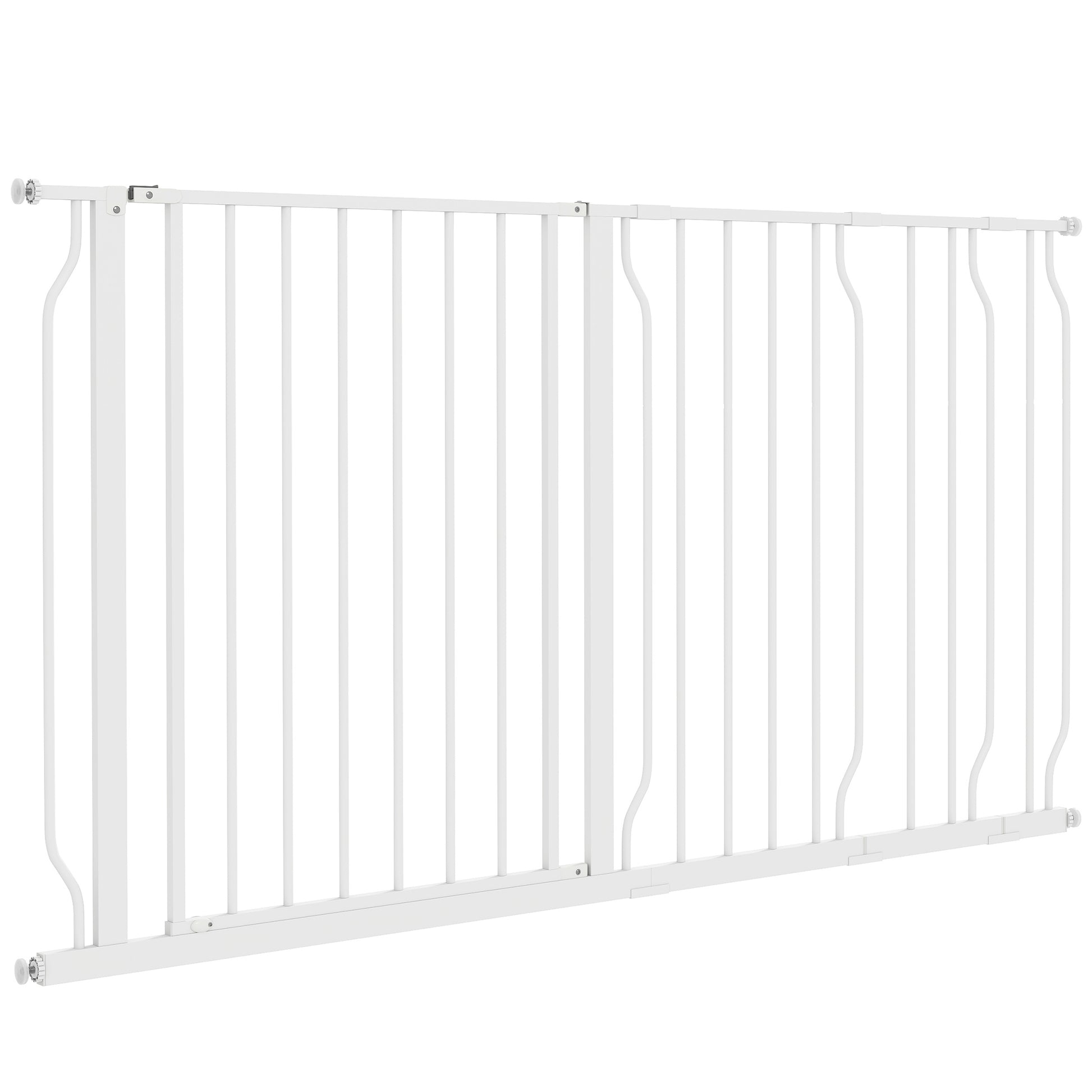 Door Guard Stair Protection with 10/20 cm Extension Door Guard without Drilling Stair Guard for Widths 75-145 cm Swivel on Both Sides Steel White