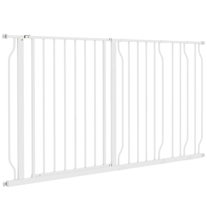 Door Guard Stair Protection with 10/20 cm Extension Door Guard without Drilling Stair Guard for Widths 75-145 cm Swivel on Both Sides Steel White