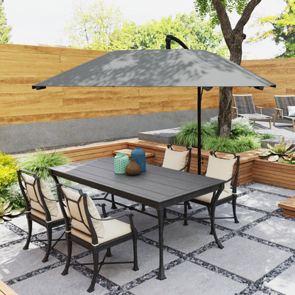 Cantilever Umbrella Aluminum Ø 260 cm Sunshade, waterproof crank umbrella with stand, crank, windproof, tiltable market umbrella, tiltable garden umbrella sun protection for balcony garden terrace dark gray