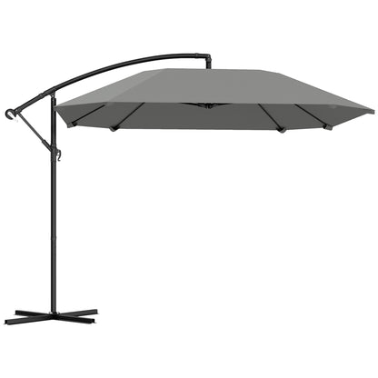 Cantilever Umbrella Aluminum Ø 260 cm Sunshade, waterproof crank umbrella with stand, crank, windproof, tiltable market umbrella, tiltable garden umbrella sun protection for balcony garden terrace dark gray