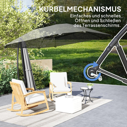 Cantilever Umbrella Aluminum Ø 260 cm Sunshade, waterproof crank umbrella with stand, crank, windproof, tiltable market umbrella, tiltable garden umbrella sun protection for balcony garden terrace dark gray