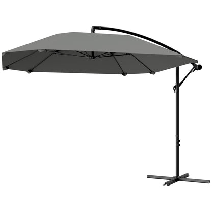 Cantilever Umbrella Aluminum Ø 260 cm Sunshade, waterproof crank umbrella with stand, crank, windproof, tiltable market umbrella, tiltable garden umbrella sun protection for balcony garden terrace dark gray