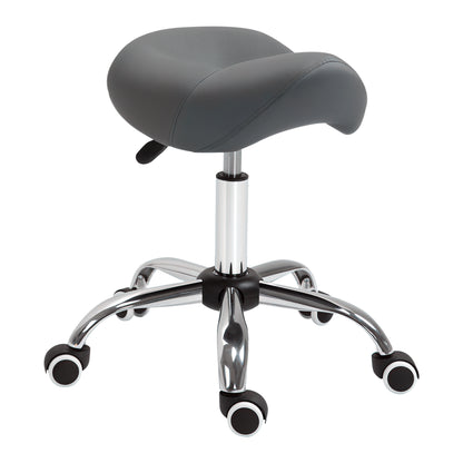 Saddle Stool Office Stool Swivel Stool Rolling Stool Cosmetology Stool Padded Height Adjustable (Gray)