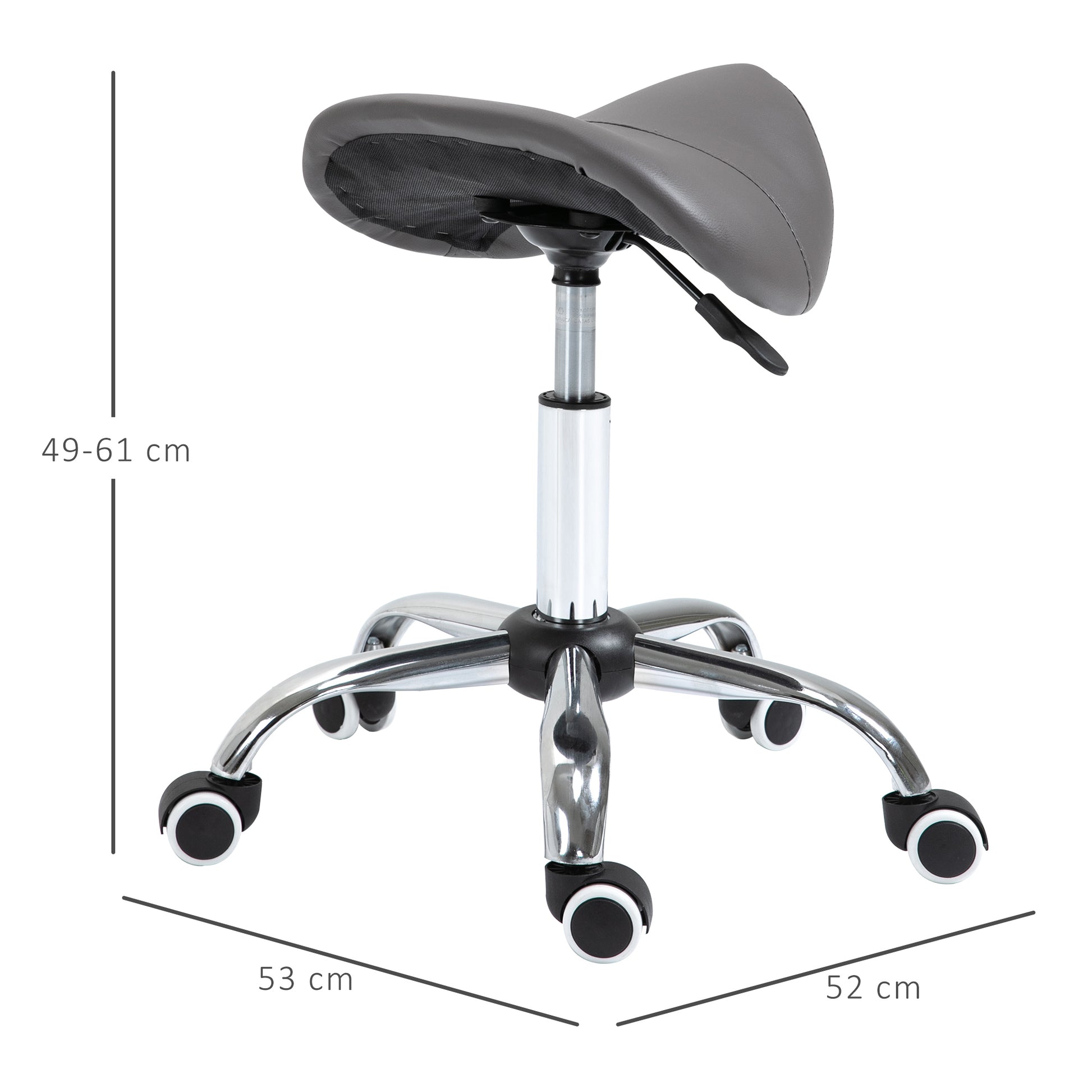 Saddle Stool Office Stool Swivel Stool Rolling Stool Cosmetology Stool Padded Height Adjustable (Gray)