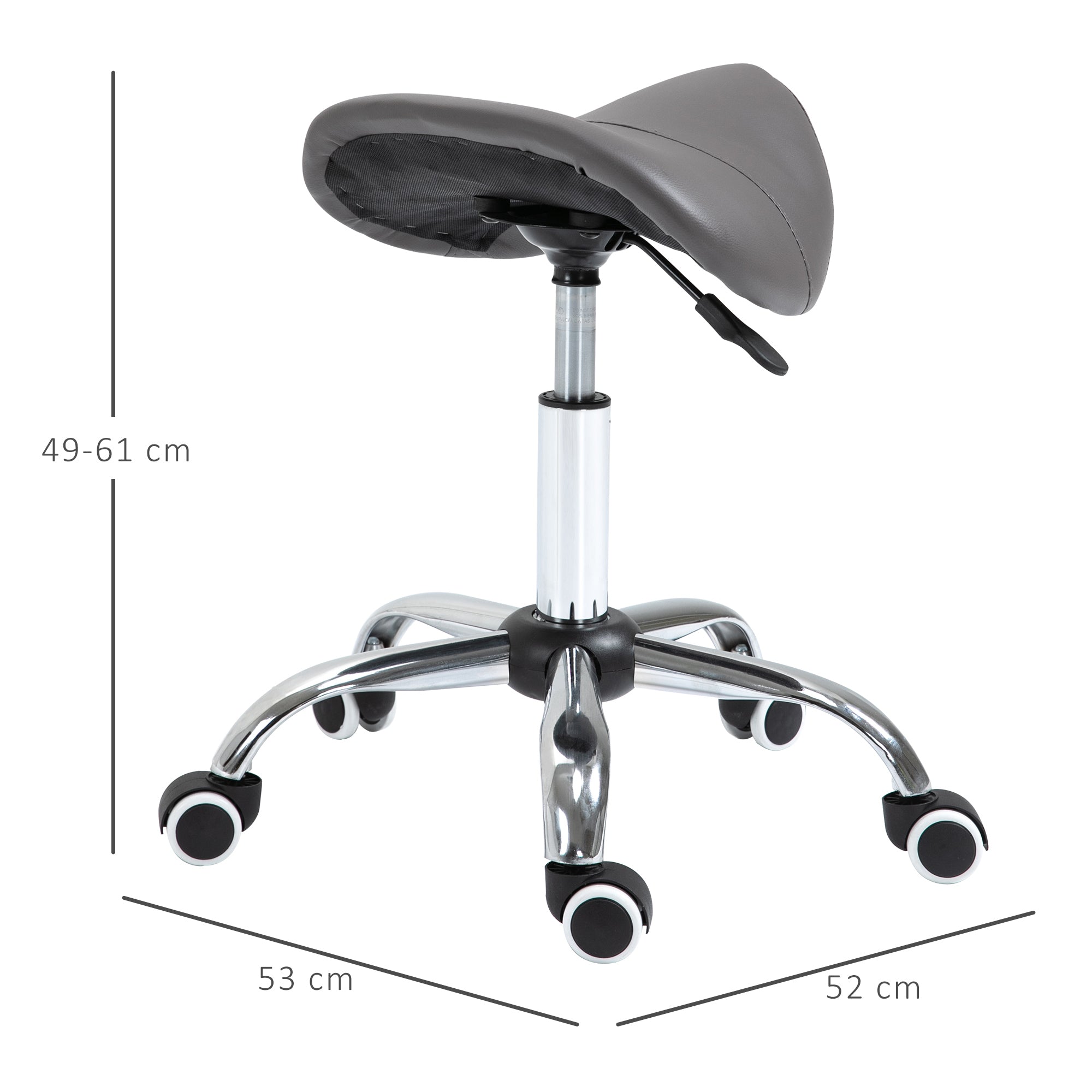 Saddle Stool Office Stool Swivel Stool Rolling Stool Cosmetology Stool Padded Height Adjustable (Gray)