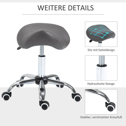 Saddle Stool Office Stool Swivel Stool Rolling Stool Cosmetology Stool Padded Height Adjustable (Gray)