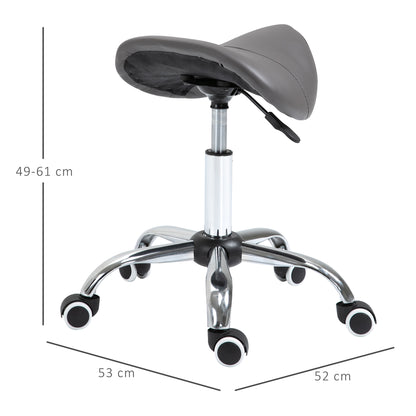 Saddle Stool Office Stool Swivel Stool Rolling Stool Cosmetology Stool Padded Height Adjustable (Gray)