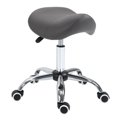 Saddle Stool Office Stool Swivel Stool Rolling Stool Cosmetology Stool Padded Height Adjustable (Gray)