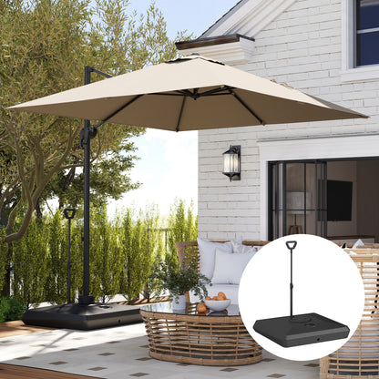 Umbrella Stand for up to 160 kg Fillable Cantilever Umbrella Stand, Umbrella Stand with Wheels, Handle Square Umbrella Holder Umbrella Weight Stand for Umbrella 135/140/160mm, for Balcony Black