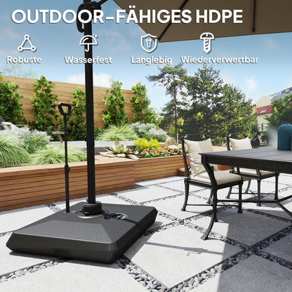 Umbrella Stand for up to 160 kg Fillable Cantilever Umbrella Stand, Umbrella Stand with Wheels, Handle Square Umbrella Holder Umbrella Weight Stand for Umbrella 135/140/160mm, for Balcony Black