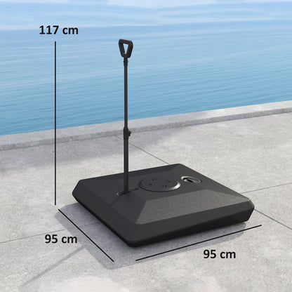Umbrella Stand for up to 160 kg Fillable Cantilever Umbrella Stand, Umbrella Stand with Wheels, Handle Square Umbrella Holder Umbrella Weight Stand for Umbrella 135/140/160mm, for Balcony Black
