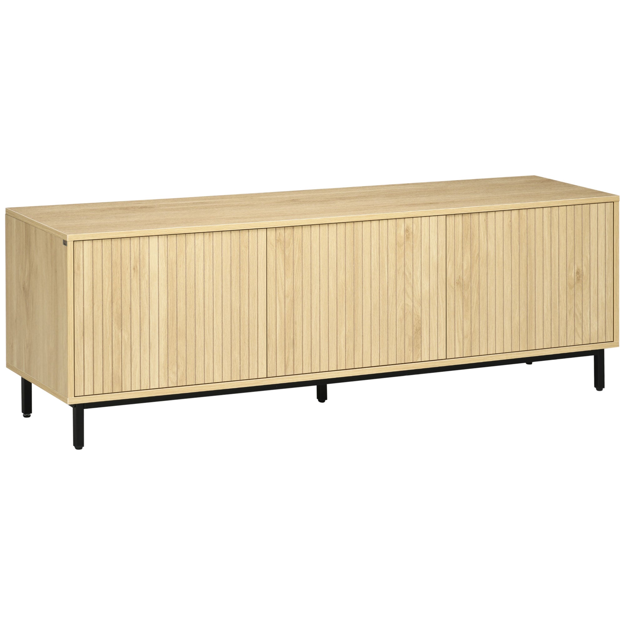 TV Stand TV Cabinet TV Stand up to 65 Inches 3 Cabinets 2 Cable Holes with Adjustable Shelf - 150 x 40 x 51 cm Natural