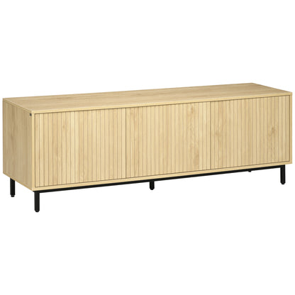 TV Stand TV Cabinet TV Stand up to 65 Inches 3 Cabinets 2 Cable Holes with Adjustable Shelf - 150 x 40 x 51 cm Natural