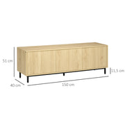 TV Stand TV Cabinet TV Stand up to 65 Inches 3 Cabinets 2 Cable Holes with Adjustable Shelf - 150 x 40 x 51 cm Natural
