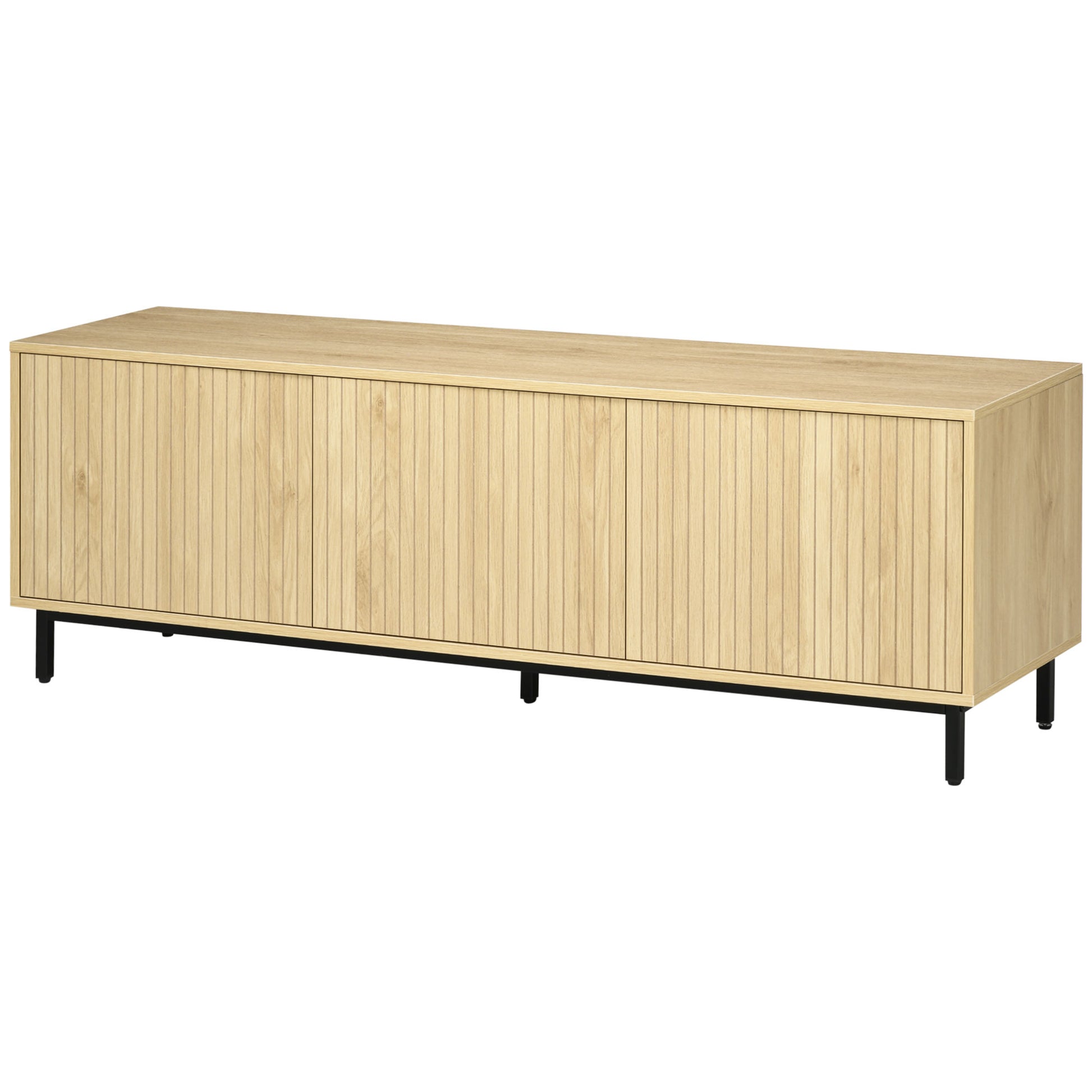 TV Stand TV Cabinet TV Stand up to 65 Inches 3 Cabinets 2 Cable Holes with Adjustable Shelf - 150 x 40 x 51 cm Natural