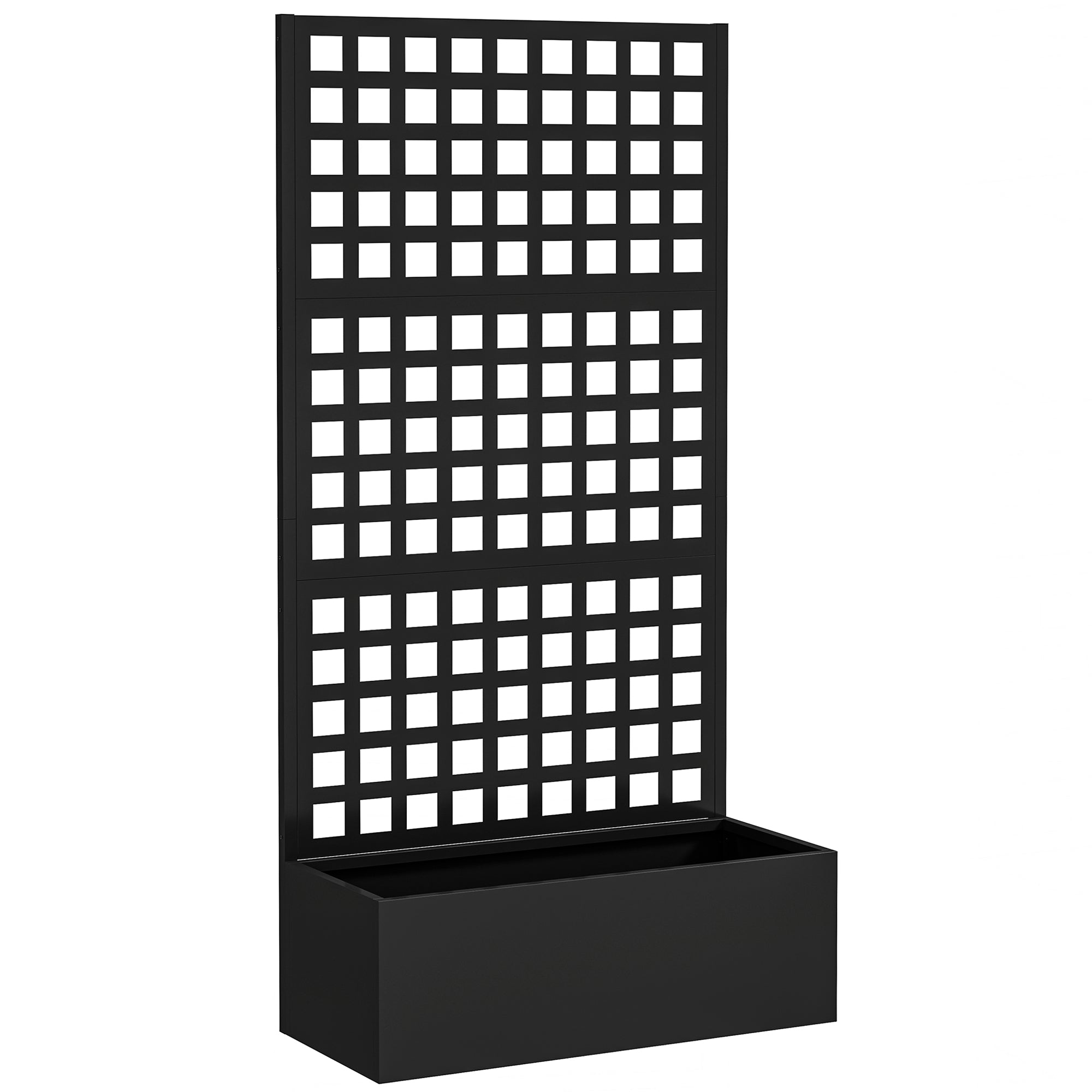 Planter Box with Lattice, Privacy Screen, Raised Garden Bed, Outdoor Planter Box made of galvanized steel, for climbing plants, planter box for balcony, terrace, patio, 89x40x178cm, Black