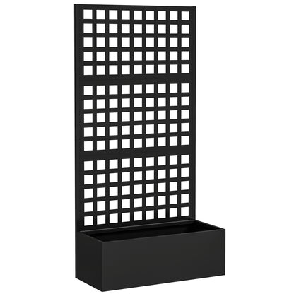 Planter Box with Lattice, Privacy Screen, Raised Garden Bed, Outdoor Planter Box made of galvanized steel, for climbing plants, planter box for balcony, terrace, patio, 89x40x178cm, Black