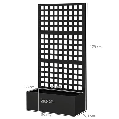 Planter Box with Lattice, Privacy Screen, Raised Garden Bed, Outdoor Planter Box made of galvanized steel, for climbing plants, planter box for balcony, terrace, patio, 89x40x178cm, Black
