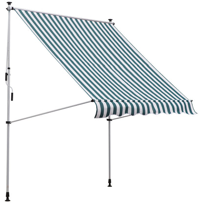 Clamp Awning with Hand Crank Height Adjustable Pivot Arm Awning Dirt-Repellent, Weather-Resistant Balcony Awning 150cm Wide Patio Awning for Terrace Balcony Porch Green