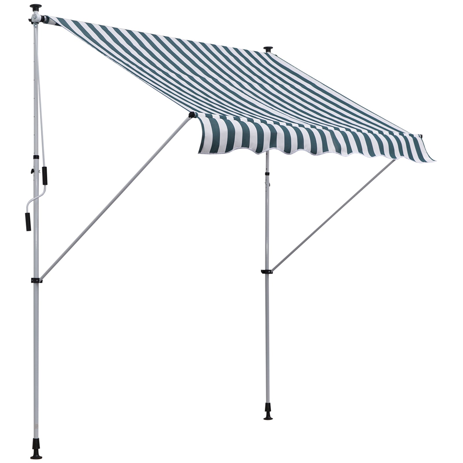 Clamp Awning with Hand Crank Height Adjustable Pivot Arm Awning Dirt-Repellent, Weather-Resistant Balcony Awning 150cm Wide Patio Awning for Terrace Balcony Porch Green