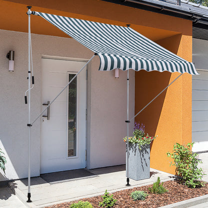 Clamp Awning with Hand Crank Height Adjustable Pivot Arm Awning Dirt-Repellent, Weather-Resistant Balcony Awning 150cm Wide Patio Awning for Terrace Balcony Porch Green
