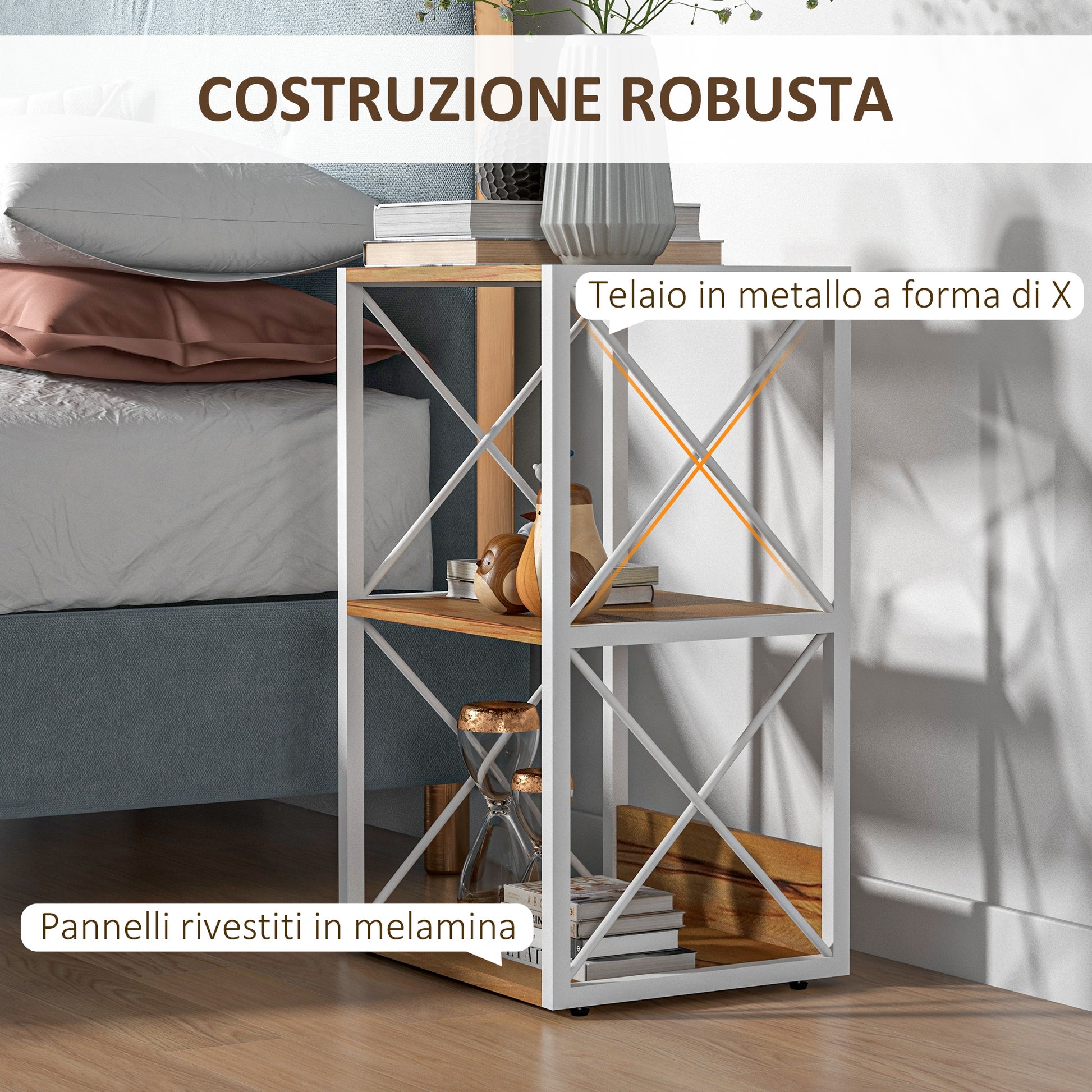 Shelf Unit for Living Room Kitchen, Bathroom 3-Tier Space Saver Wood 40x35x72.5cm
