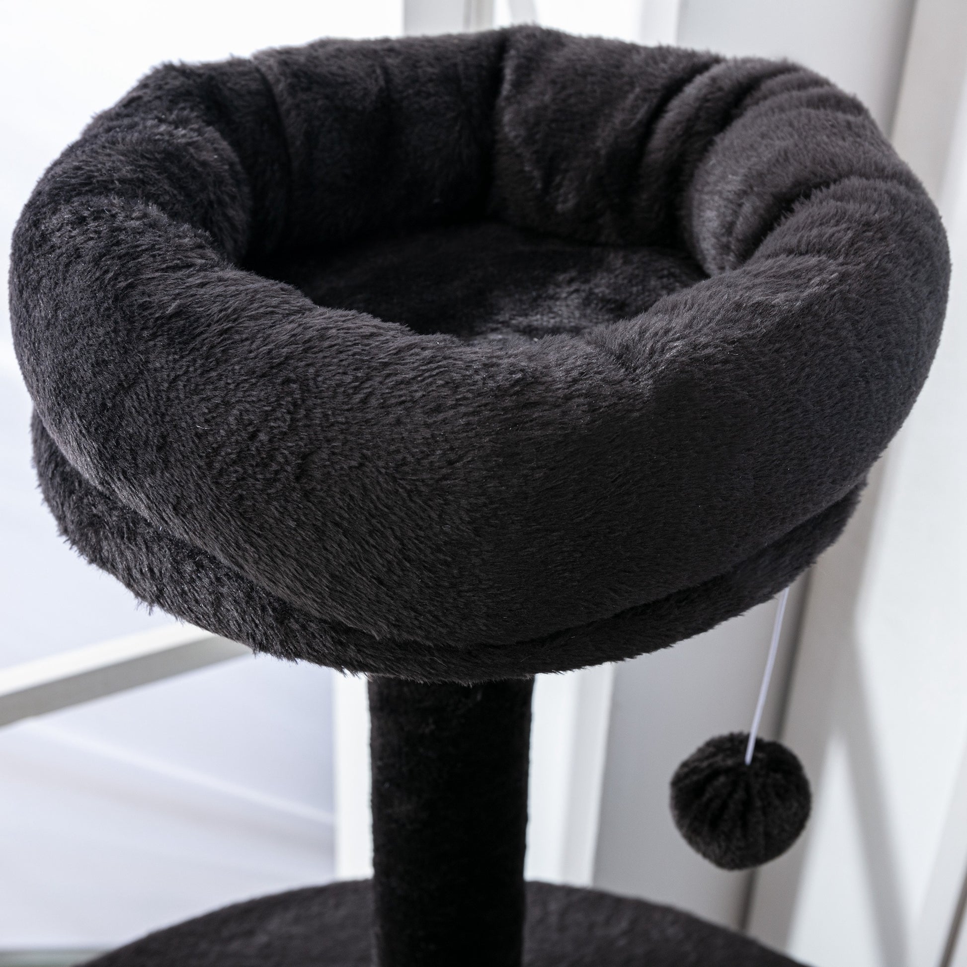 Cat Scratching Tree Large 65x50x153 cm Cat Tower Activity Center with Multiple Platforms Post Hammock Toy Balls and Dark Gray Cave