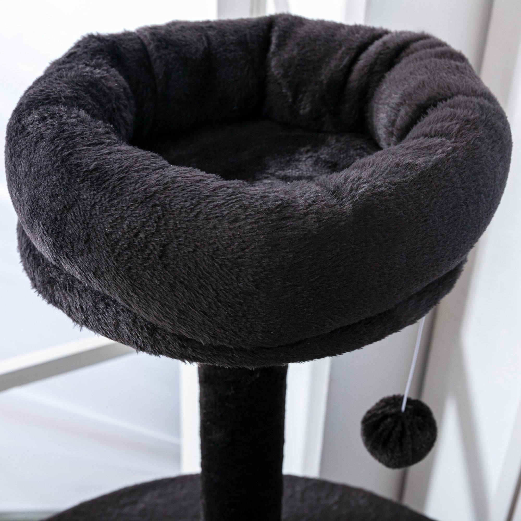 Cat Scratching Tree Large 65x50x153 cm Cat Tower Activity Center with Multiple Platforms Post Hammock Toy Balls and Dark Gray Cave